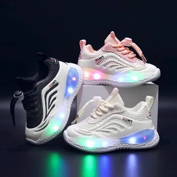 Kızlar Sneakers Nefes Tenis Eğitmenler Çocuk Ayakkabı aydınlık ışık koşu ayakkabıları Erkek Bebek Yürümeye Başlayan Ayakkabı İşıklı spor ayakkabılar